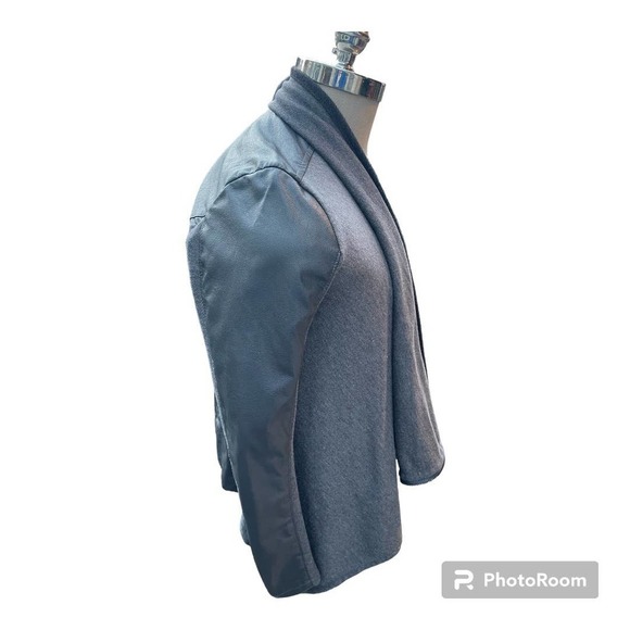 Blank NYC Black Drape Front Mixed Media Faux Leather Moto Jacket Size Small - Picture 5 of 13